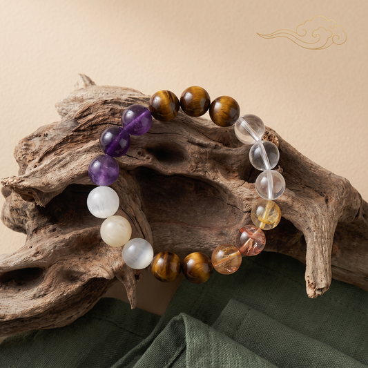 Ember Gold bracelet by Krysora in a brand scene - warm clay meeting warm ember, a two-tone gemstone bracelet